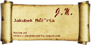 Jakubek Márta névjegykártya