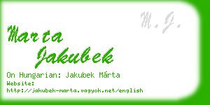 marta jakubek business card