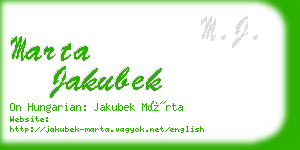 marta jakubek business card